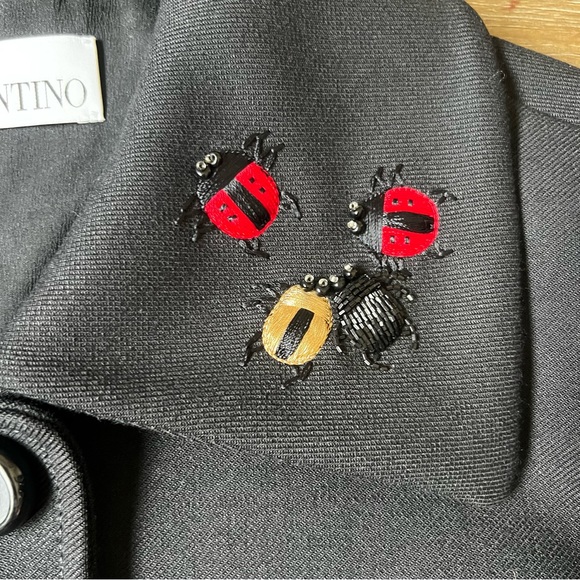 RED VALENTINO Embellished Cotton Twill Jacket In Eero Lady Bug embroidered - Picture 8 of 13